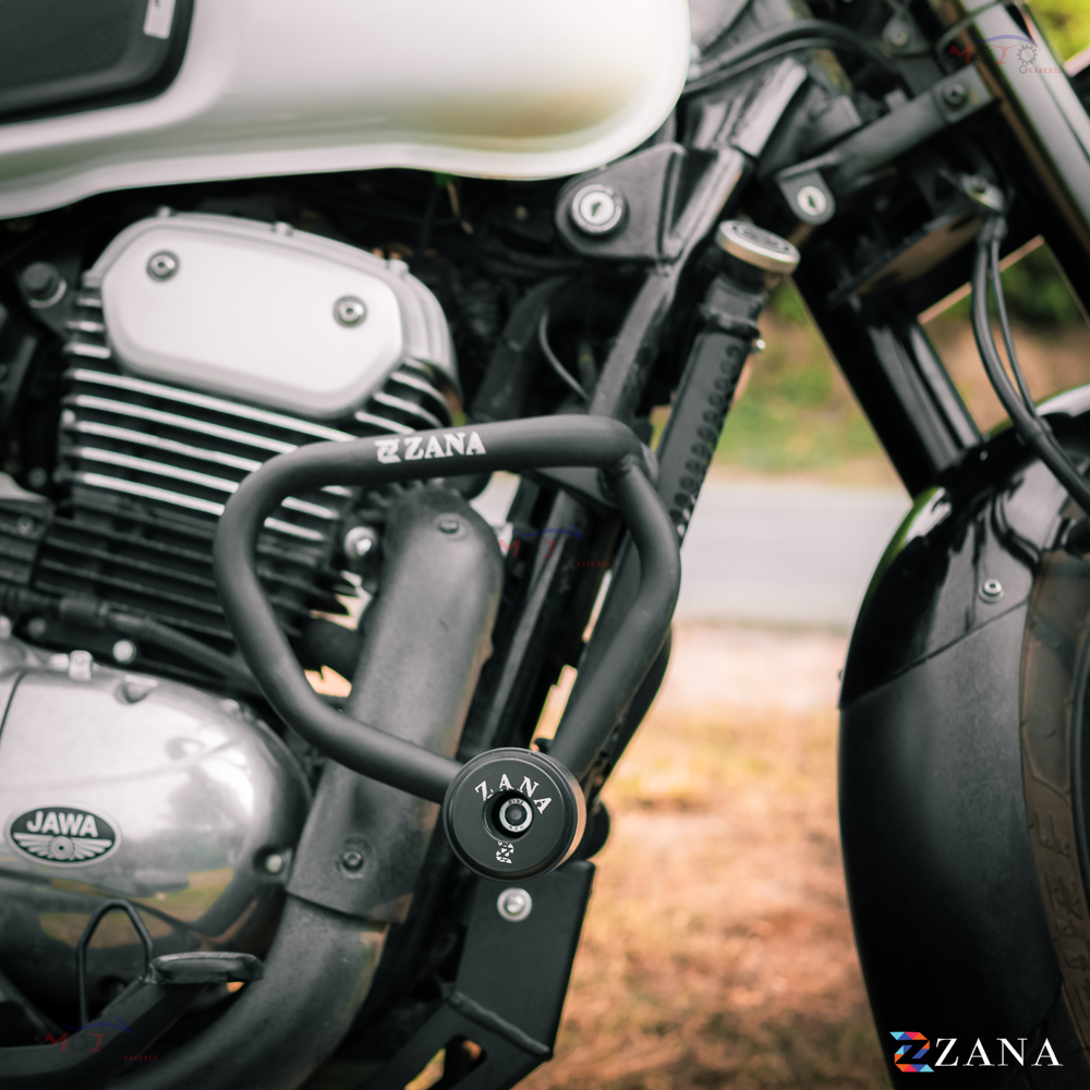 Zana- Crash Guard With Slider T-1 For Jawa Bobber 42 (Mild Steel,Black)